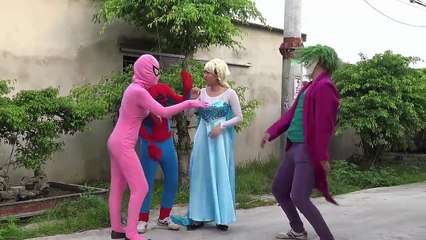 Spiderman vs Joker Circus Frozen Elsa vs Pinks SpiderGirl Dacing Superhero fun-XRcCJ4_SmT0 part 3