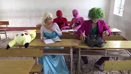 Spiderman vs Joker Circus Frozen Elsa vs Pinks SpiderGirl Dacing Superhero fun-XRcCJ4_SmT0 part 5