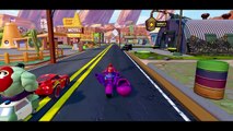 Spiderman Hoverboarding With Hulk & Grey Hulk - Disney Pixar Cars Lightning Mcqueen - Smash Cars