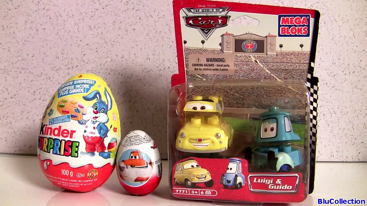 Cars Luigi & Guido Mega Bloks DisneyBbabyToys Blocks + Kinder Egg Surprise Disney Planes