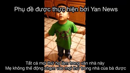 Cậu bé tranh cãi với mẹ trong điệu bộ hệt như bản sao của bố