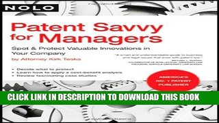 [PDF] Patent Savvy for Managers: Spot   Protect Valuable Innovations in Your Company Full Colection