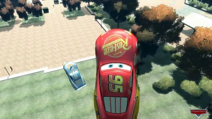 Rotterdam Tower Long Jump Biggest Track Lightning McQueen Mack and Dinoco Disney cars