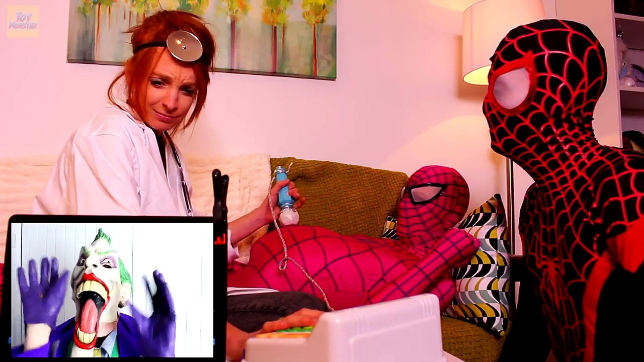 Spiderman, Frozen Elsa & Pink Spidergirl w_ Doctor! Spiderbaby is sick! Superheroes in Real Life -)- part 3