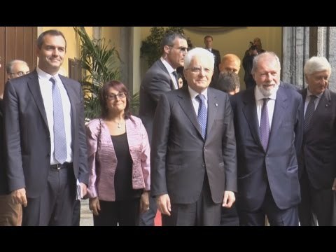 Napoli - Mattarella rende omaggio a Benedetto Croce (22.09.16)