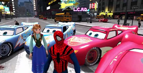 Disney-Frozen Anna & SpiderMan with Lightning McQueen Cars Dinoco and Luigi Guido + Nursery Rhymes