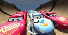 Nursery Rhymes Disney Cars 2 Pixar White Spiderman with Lightning McQueen & Dinoco Super Jump Race!