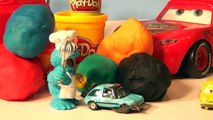 Play Doh Pixar Cars Surprise Eggs with The Cookie Monster and Cars2 Lemons hidden in Play Doh Surpri