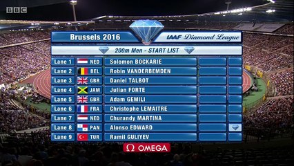 200m H - DL Bruxelles, 09 septembre 2016 (Forte, Gemili et Martina sous les 20'' départagés à la photo, Lemaitre 20''16)