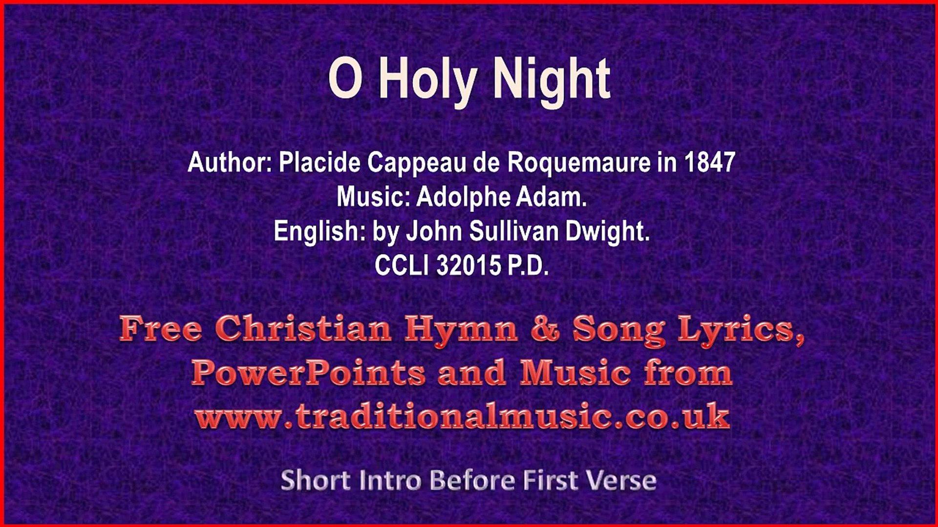 ⁣O Holy Night - Christmas Carols Lyrics & Music - YouTube