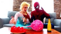 Spiderman With Frozen Elsa & Giant Gummy Candy Chuppa Chups, Pink Spidergirl Superhero in Real part 2
