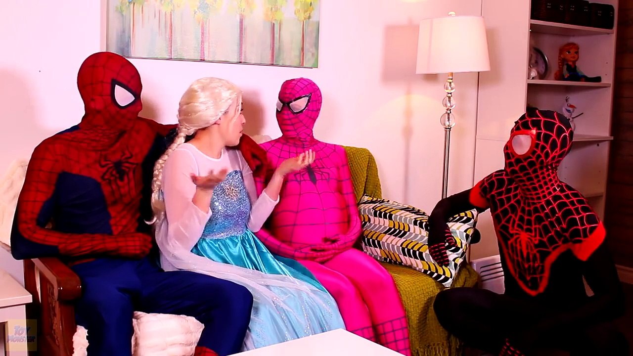 Spiderman, Frozen Elsa & Pink Spidergirl w_ Doctor! Spiderbaby is sick! Superheroes in Real Life part 1
