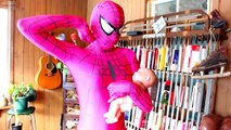Spiderman, Frozen Elsa & Pink Spidergirl w_ Doctor! Spiderbaby is sick! Superheroes in Real Life part 5