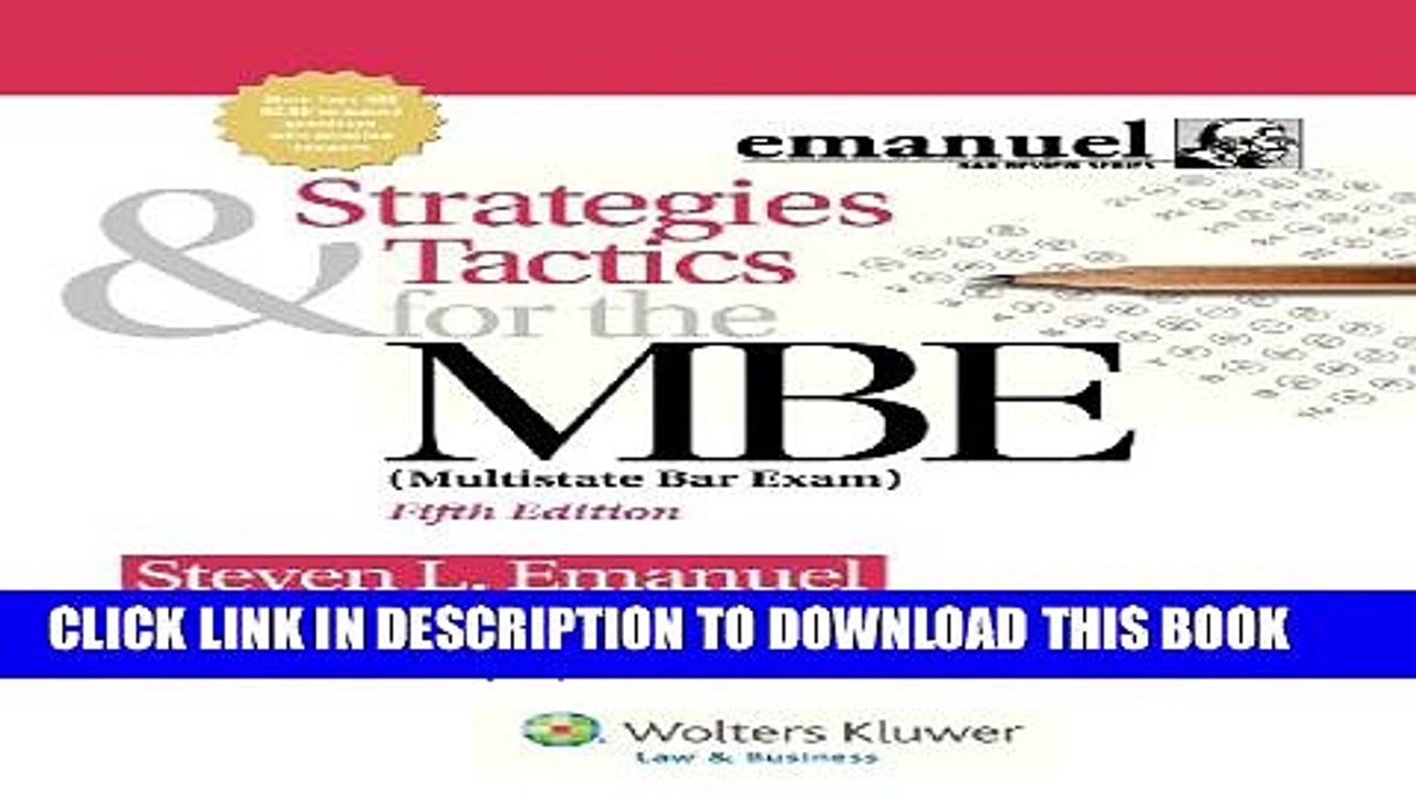 [PDF] Strategies   Tactics for the MBE, Fifth Edition (Emanuel Bar Review) Full Online