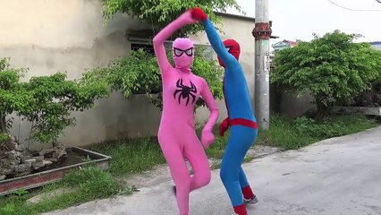 Spiderman vs Joker Circus Frozen Elsa vs Pinks SpiderGirl Dacing Superhero fun-XRcCJ4_SmT0 part 1