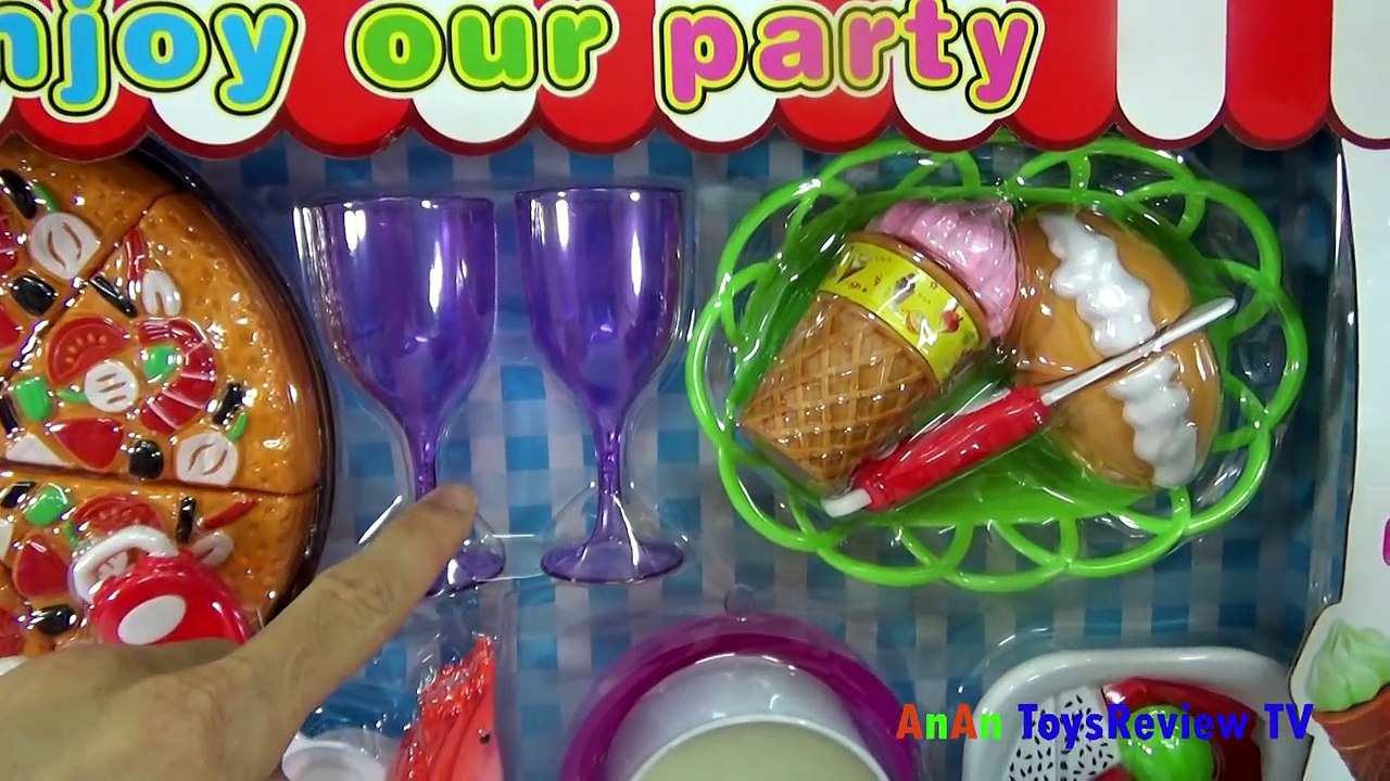 Đồ chơi nhà bếp - Đồ chơi nhà hàng cho bé - Bé đi ăn tiệc pizza với gấu bông