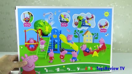 Đồ chơi Peppa Pig đi chơi công viên - Chơi cầu trượt - Xích đu - Bập bênh.  Peppa Pig toys outing park - Playing slide - Swings - toggles