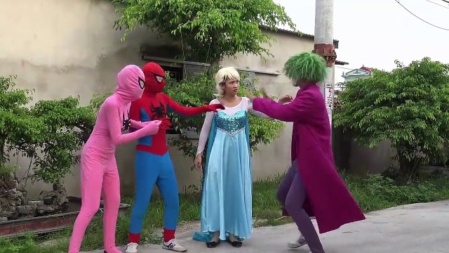 Spiderman vs Joker Circus Frozen Elsa vs Pinks SpiderGirl Dacing Superhero fun-XRcCJ4_SmT0 part 3