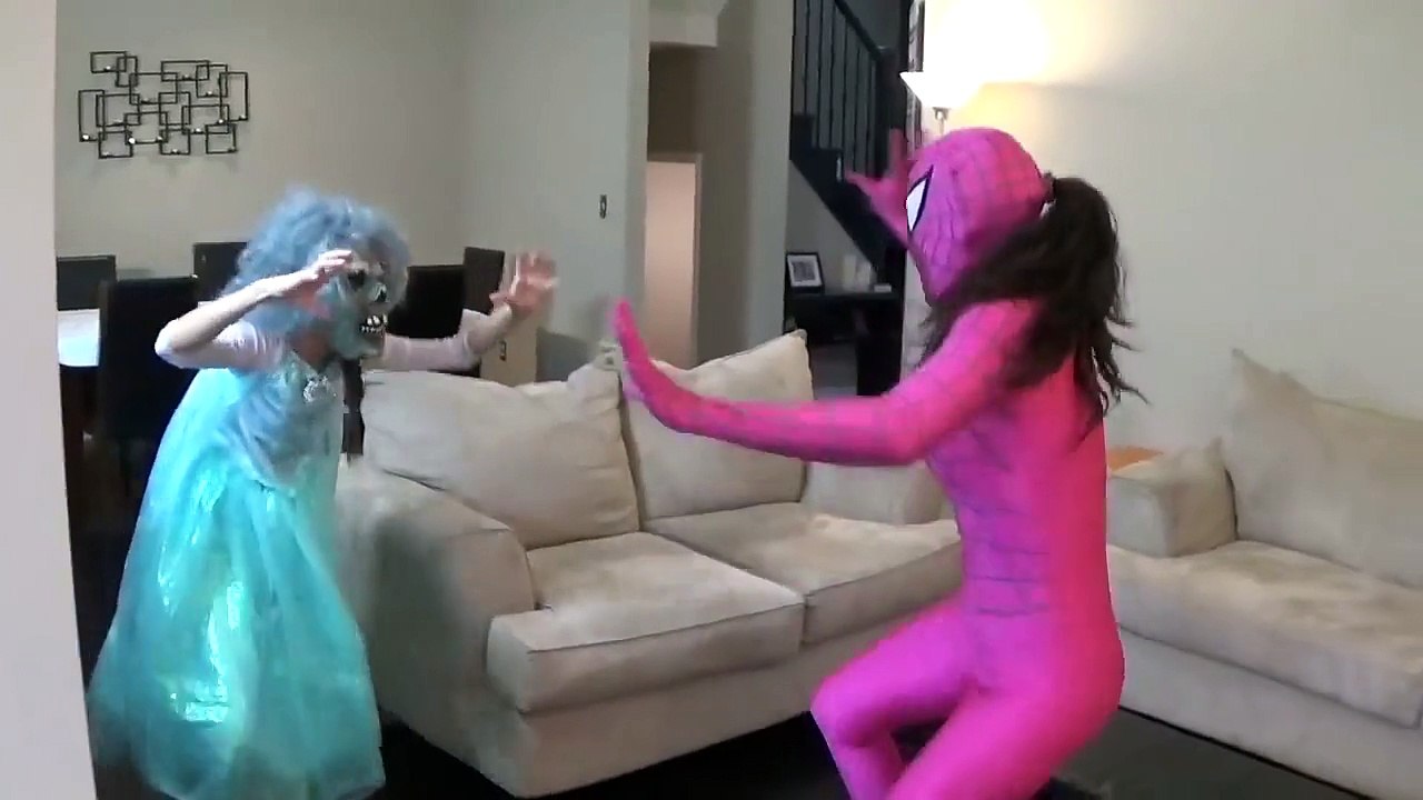 SuperHeroes ForReal Compilations Pregnant Pink SpiderGirl Spiderman Frozen Elsa Maleficent Prank-part 9