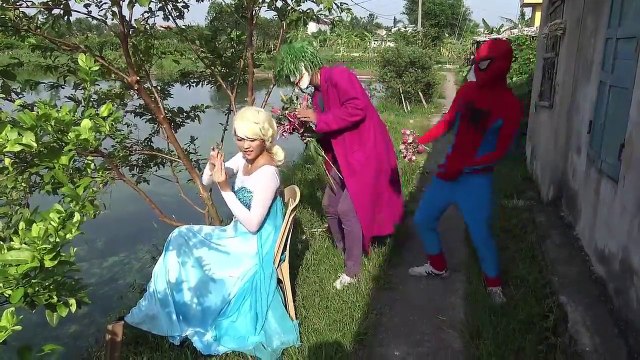 Spiderman vs Joker lovesick Frozen Elsa vs Pinks SpiderGirl love Spiderman Funny pranks in real life-sXsrkXSQ7mo part 1