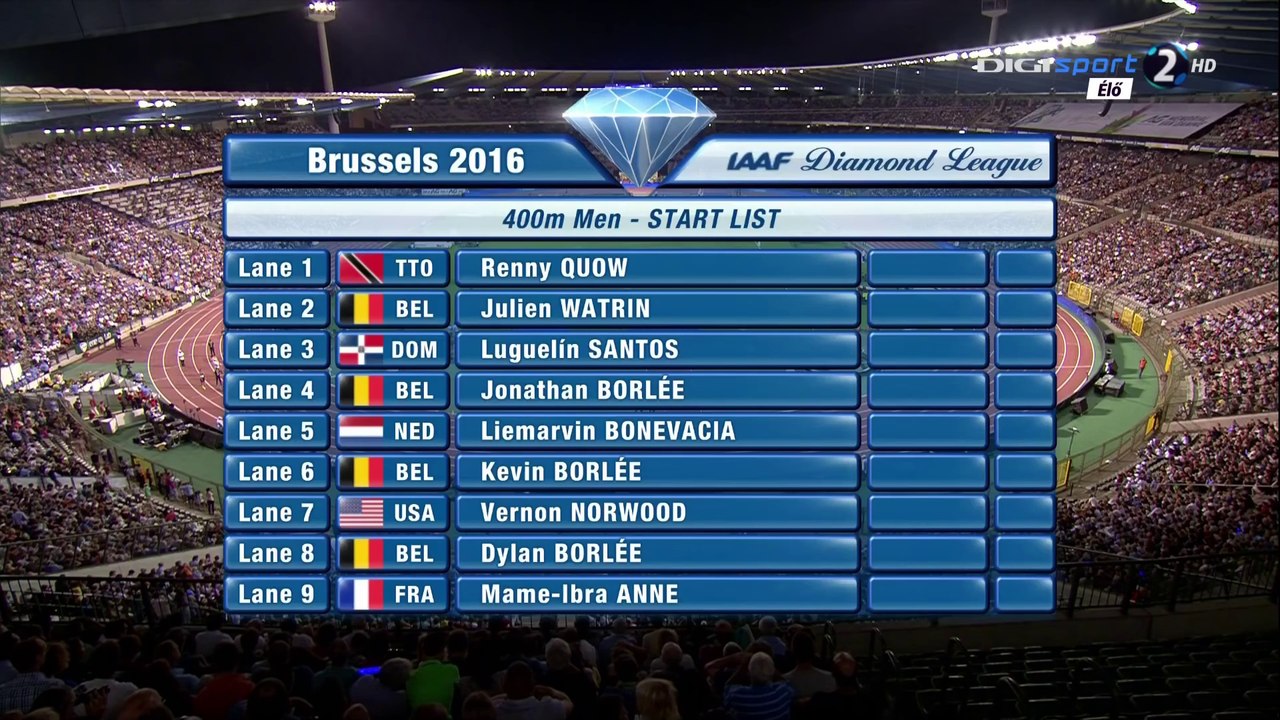 400m H - DL Bruxelles, 09 septembre 2016 (Borlée vs Borlée vs Borlée)