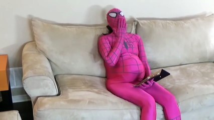 THE MASK VS PREGNANT PINK SPIDERGIRL VS VENOM BABY W_  part 1