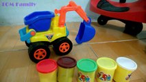 Excavator Trucks For Baby - Cute Kid Plays Excavator Trucks And Toys