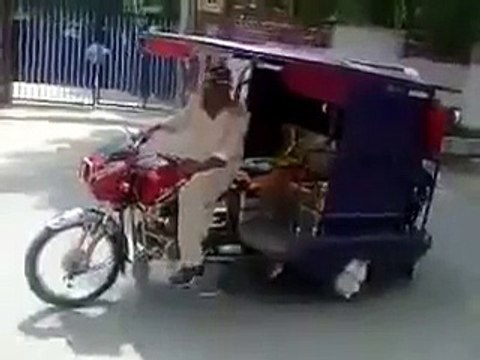 Very Amazing And Funny Pakistani Rikshaw Bike Stunt On Road Official in HD very funny videos