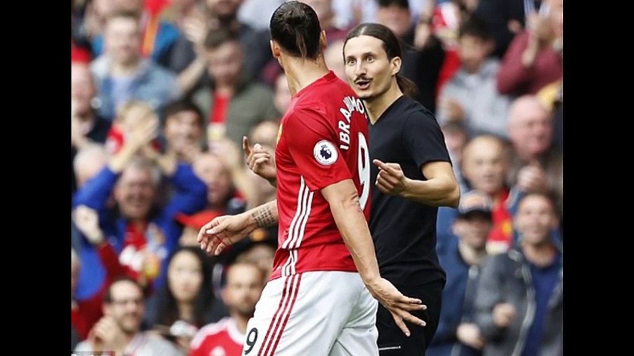 Zlatan Ibrahimovic look-a-like shares a joke with him - Manchester United vs. Leicester