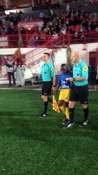 Entrée des joueurs Du FC Grésilles avec les pros.