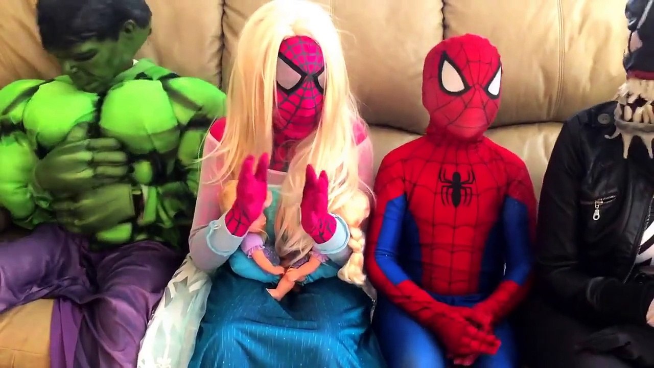 Spiderman vs Pink Spidergirl Frozen Elsa vs Joker Talent Show Disaster - Superhero Team-RTnURVGLzA4 part 4