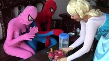 Fart in the mouth Joker haha Spiderman Frozen elsa vs Pinks SpiderGirl Superheroes Funny Pranks- part 1