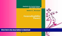 READ  Generalizability Theory (Statistics for Social and Behavioral Sciences) FULL ONLINE