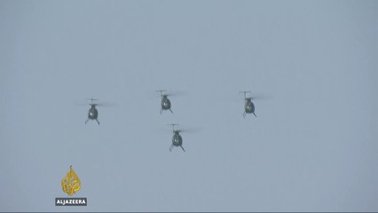 North Korea displays military might during air show