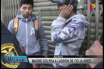 Mujer da tremenda paliza a delincuente que le robó el celular a su hijo