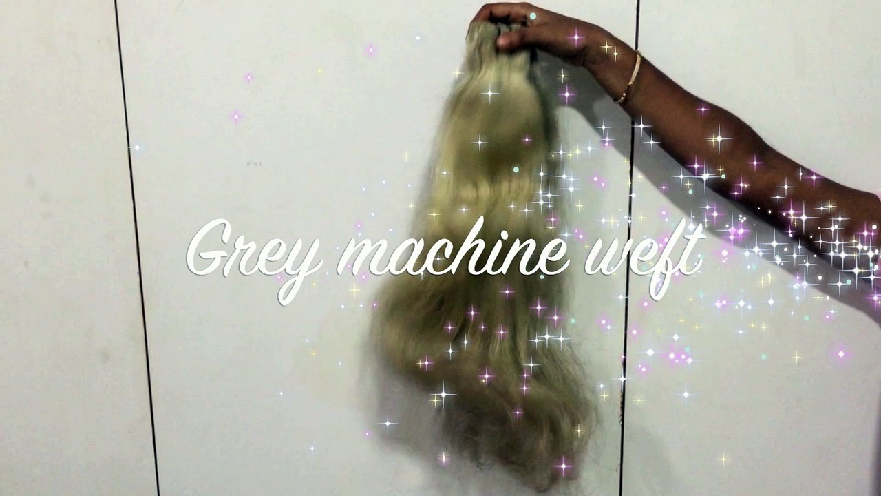 Grey human hair extensions- Indian hair- machine weft remy hair