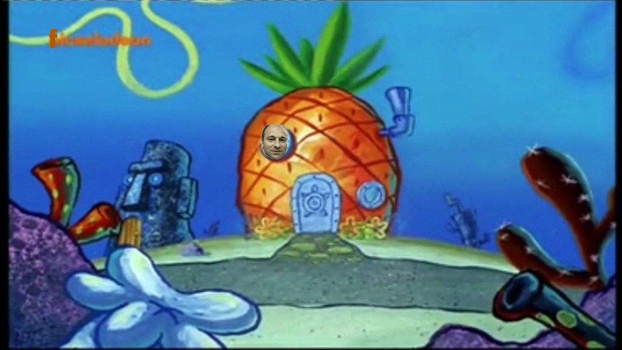 Spongebob singt ein fröhliches Lied.