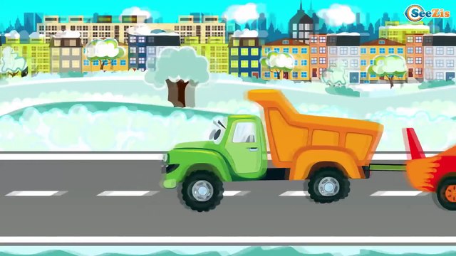 Dessins animés pour enfants - Voiture de course. Voiture de police, Camion de pompiers - Patrouille