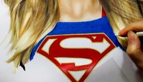 Speed Drawing of Supergirl How to Draw Time Lapse Art Video Colored Pencil Illustration Artwork Draw Realism