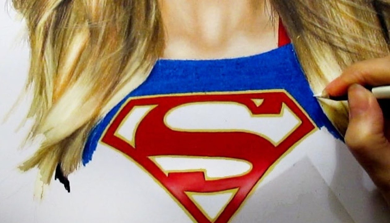 Speed Drawing of Supergirl How to Draw Time Lapse Art Video Colored Pencil Illustration Artwork Draw Realism