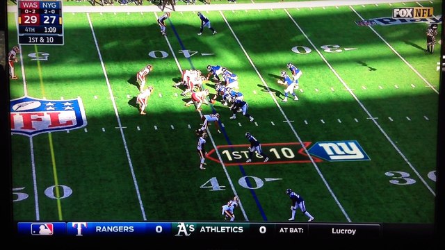 Eli Manning throws game losing INT vs Redskins 9/25/16, 29-27