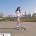 Màn nhảy múa điêu luyện trên ván truợt của hot girl longboard 2