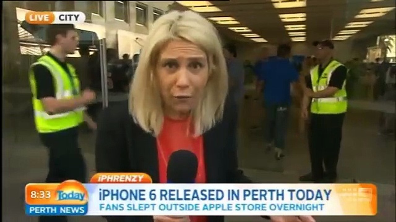 First person to buy iPhone 6 in Perth immediately drops it live on TV