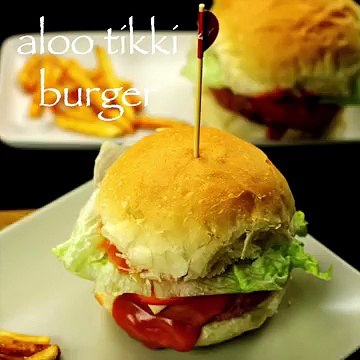 aloo tikki burger recipe _ potato patties burger recipe