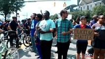 Charlotte protests : hundreds of protesters gather outside football stadium at NFL game