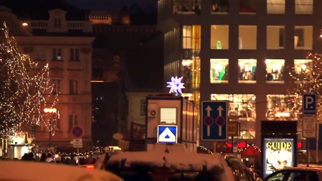 Christmas Market Tree in Prague an Outdoor christmas shopping and Christmas tree ornaments