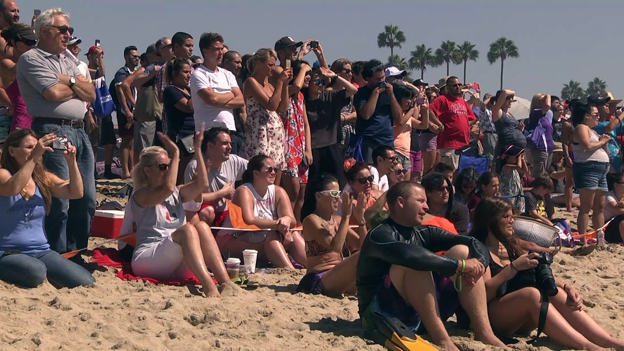 USA: compétition de surf canin en Californie