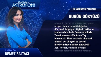 19 Eylül 2016 Pazartesi Bugün Gökyüzü
