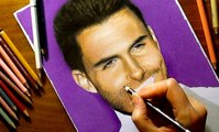 Speed Drawing of Adam Levine How to Draw Time Lapse Art Video Colored Pencil Illustration Artwork Dr