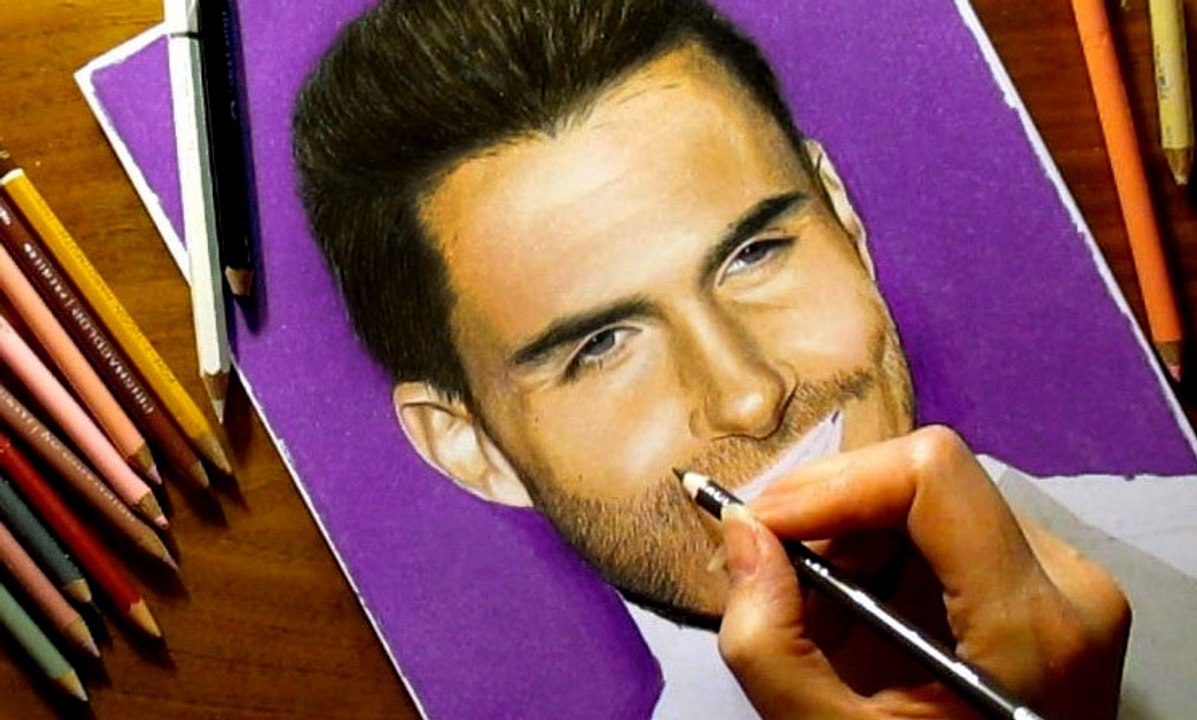 Speed Drawing of Adam Levine How to Draw Time Lapse Art Video Colored Pencil Illustration Artwork Draw Realism